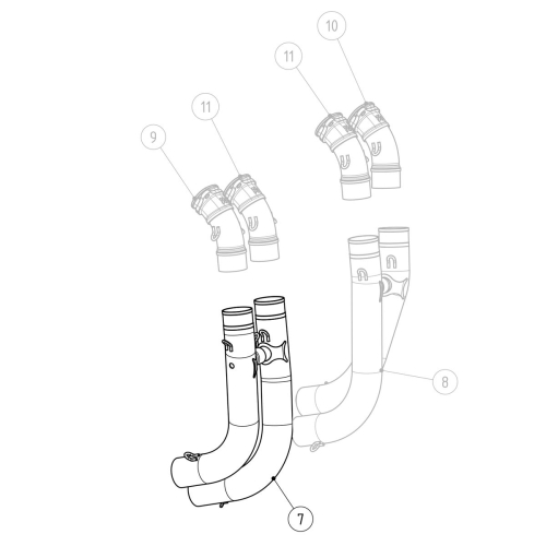 Preview: Akrapovic header lower section/right, titanium