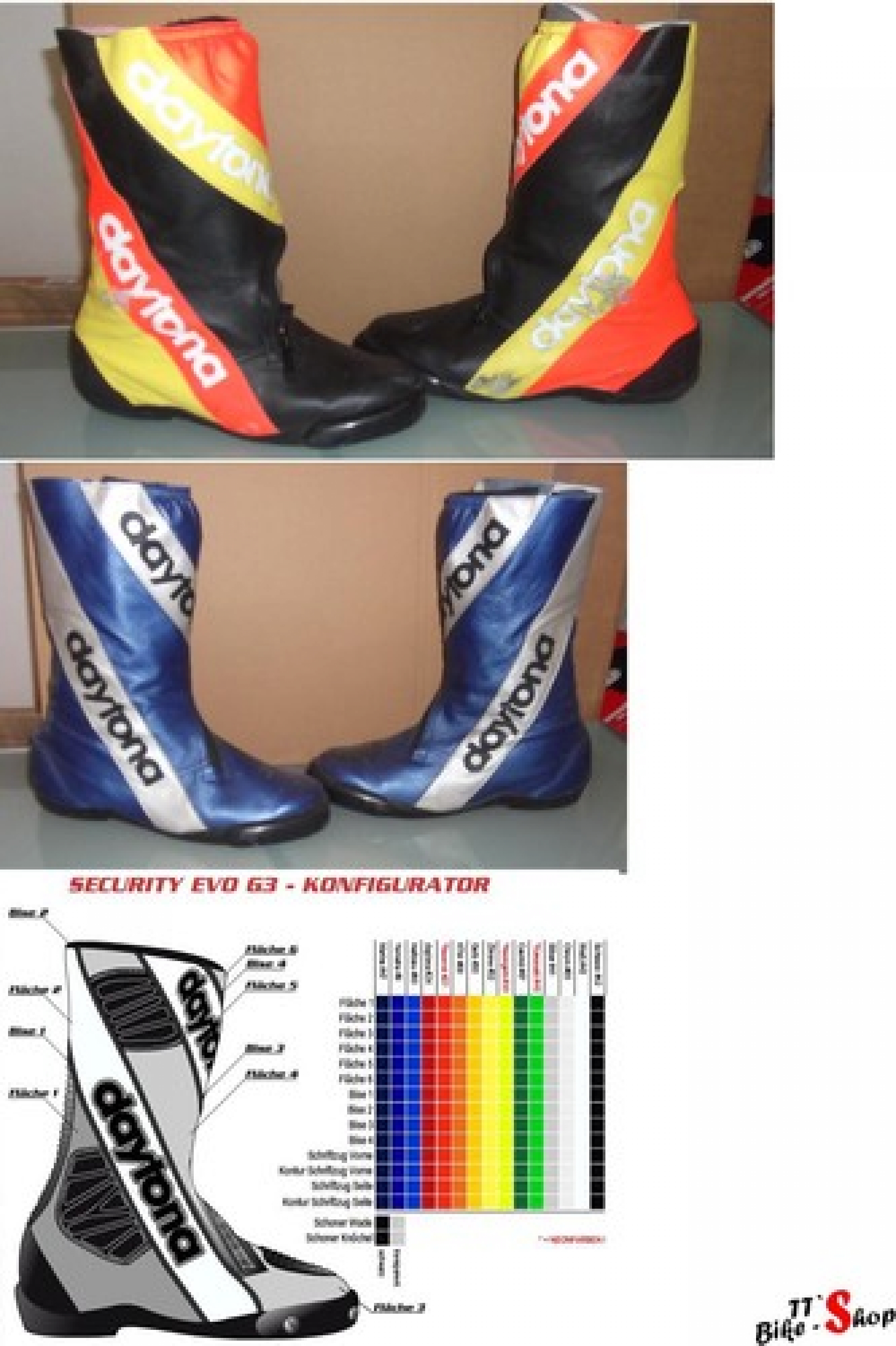 Daytona "Security Evo G3", Racingstiefel in Eigenfarbe