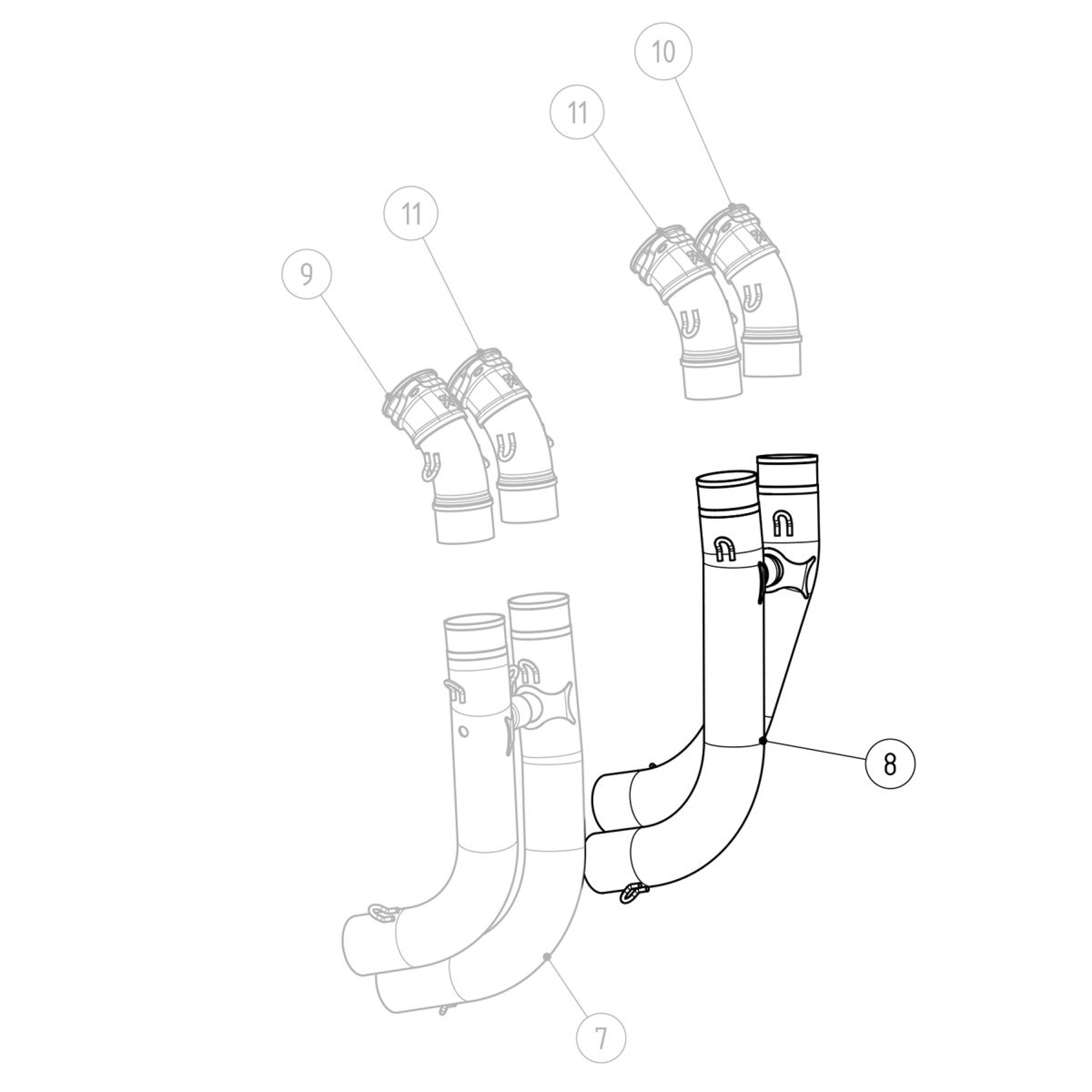 Akrapovic Krümmer Unterteil links, Titan, für M1000RR, ab 25-