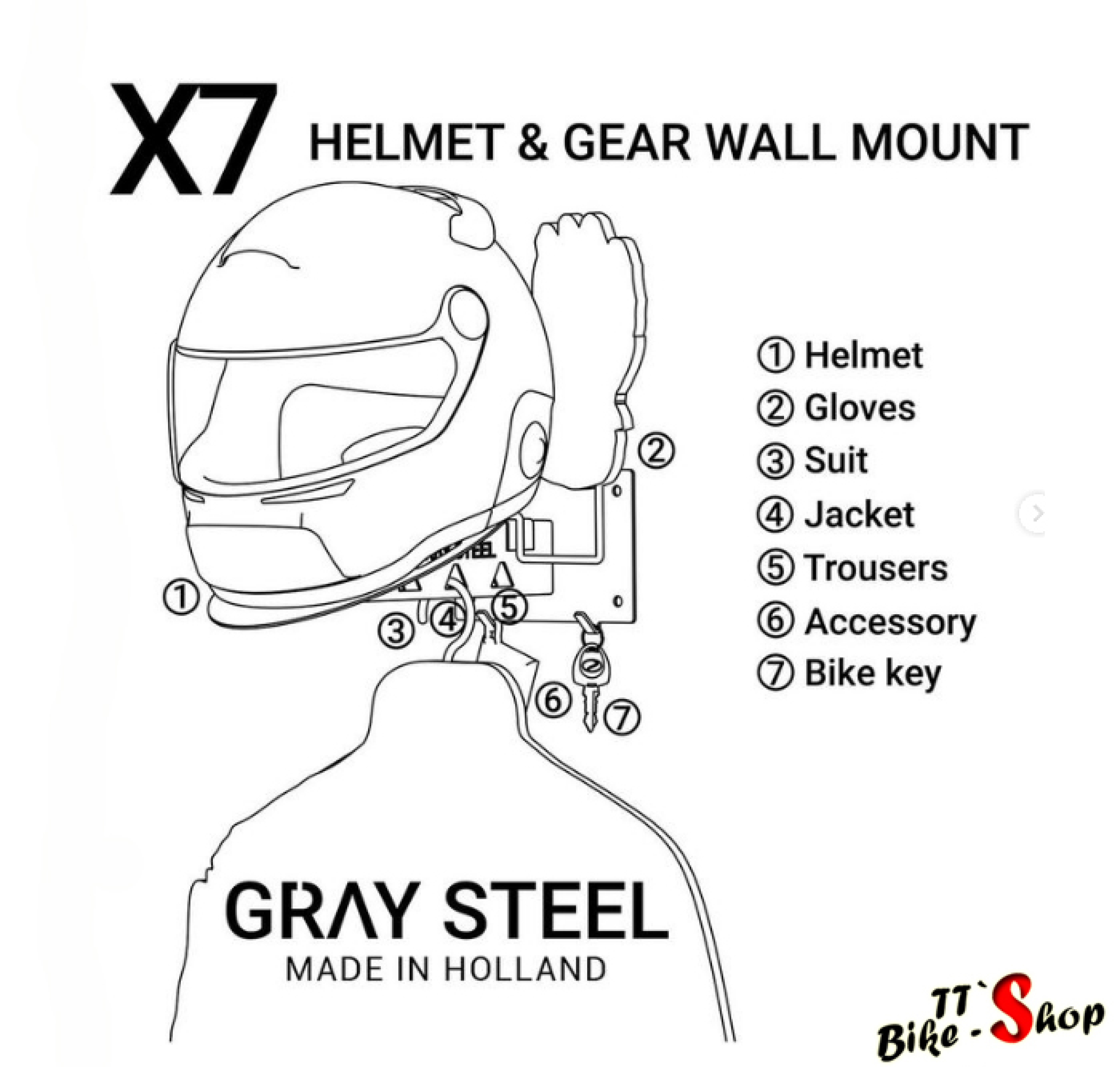 Diagram Evo Helmet Accessories TTs Bikeshop Gray Steel X7 In Grey